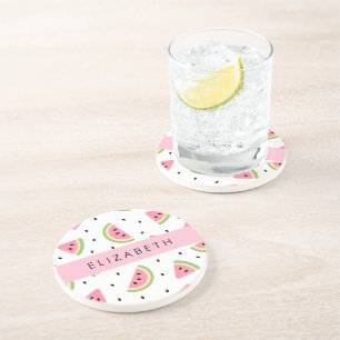 Pink Watermelons, Watermelon Seeds, Your Name Coaster