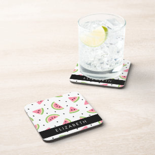 Pink Watermelons, Watermelon Seeds, Your Name Coaster
