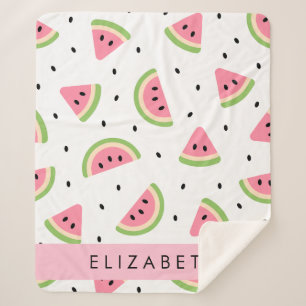 Pink Watermelons, Watermelon Seeds, Your Name Sherpa Blanket