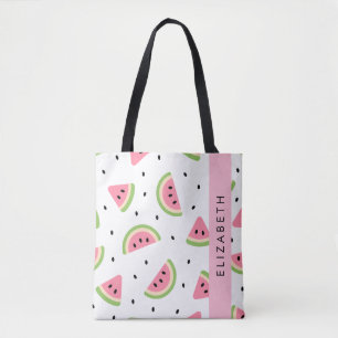Pink Watermelons, Watermelon Seeds, Your Name Tote Bag