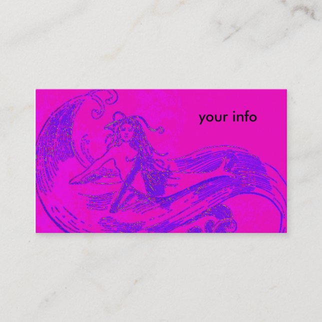 pink wave mermaid business card (Front)