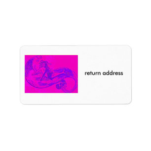 pink wave mermaid return address label