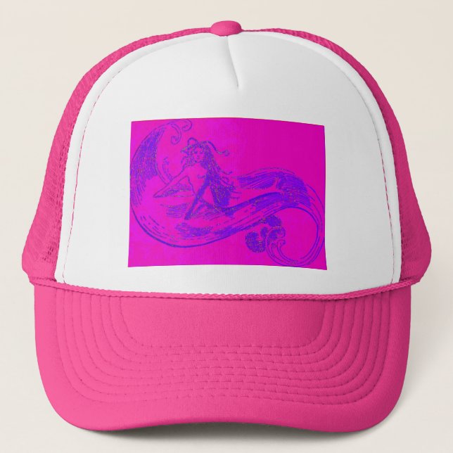 pink wave mermaid trucker hat (Front)