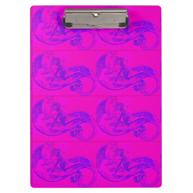 pink wave mermaids clipboard (Front)