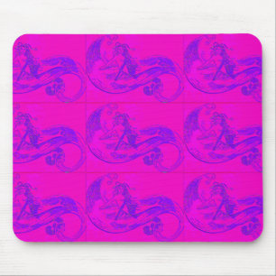 pink wave mermaids mousepad