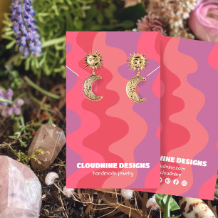 Pink Waves Earring Necklace Jewellery Display Card