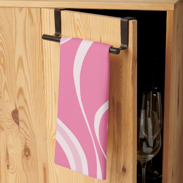 Pink Waves Kitchen Towel (Thirds Fold)