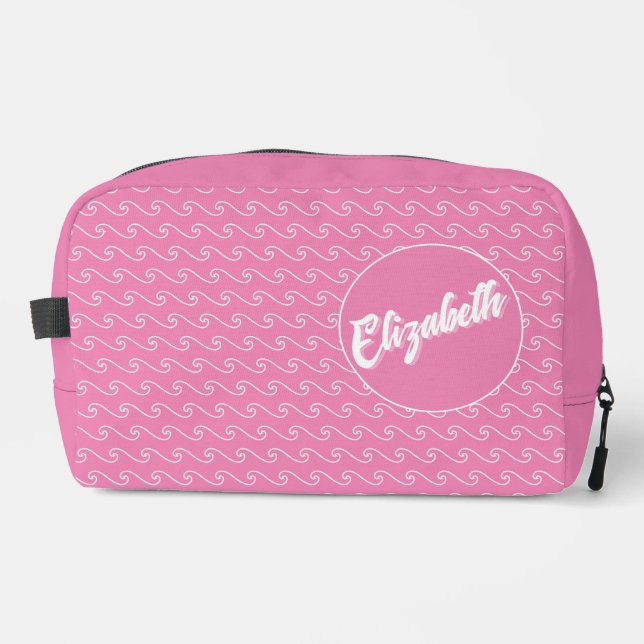 Pink Waves Personalised Dopp Kit (Front)