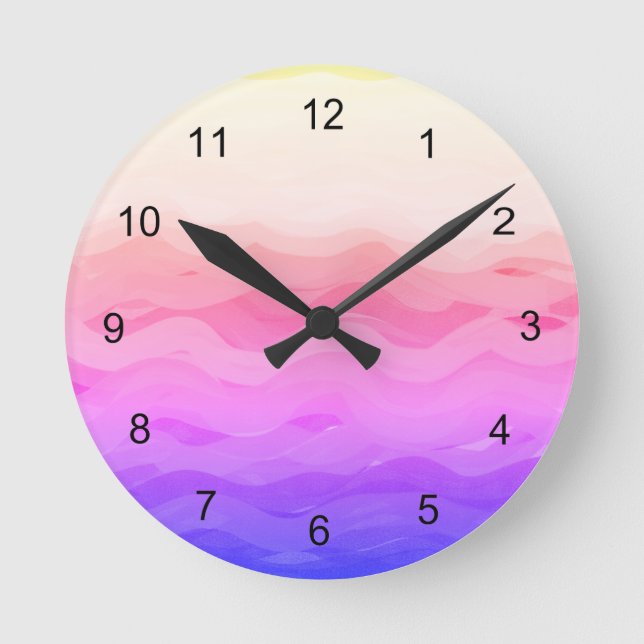 Pink Waves Round Clock (Front)