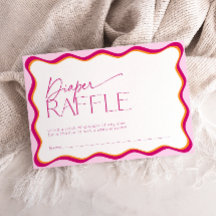 Pink Wavy Border Diaper Raffle Ticket Baby Shower