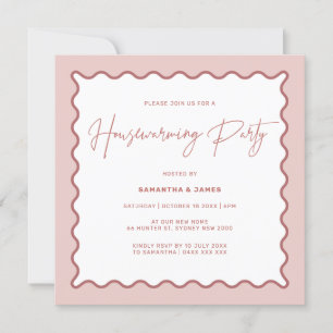 Pink Wavy Border Housewarming Party Invitation