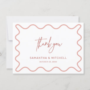 Pink Wavy Border Thank you Card
