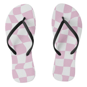 Pink wavy checks thongs