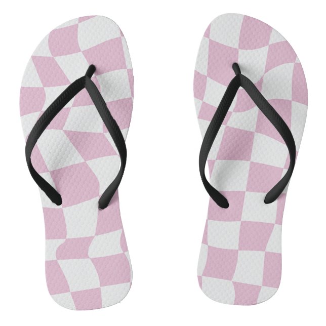 Pink wavy checks thongs (Footbed)