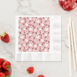Pink Wavy Halloween Napkin