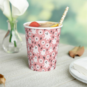 Pink Wavy Halloween Paper Cups