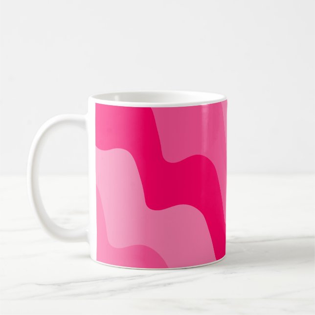 Pink wavy ocean wave gradient  coffee mug (Left)