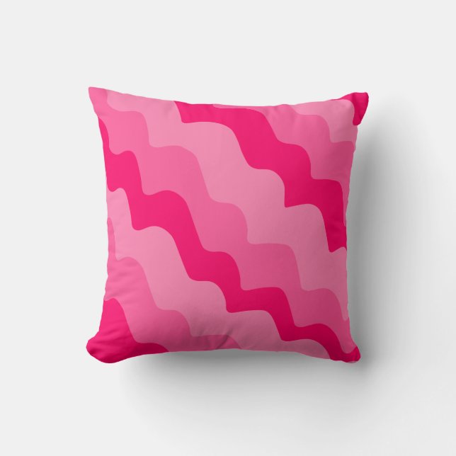 Pink wavy ocean waves gradient  cushion (Front)