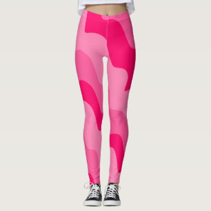 Pink wavy ocean waves gradient  leggings