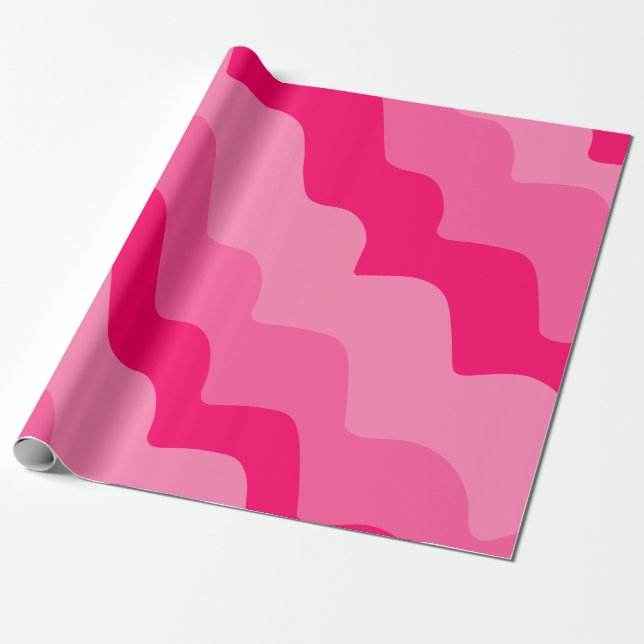 Pink wavy ocean waves gradient  wrapping paper (Unrolled)