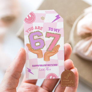 Pink Wavy Retro 67 Valentine Tag