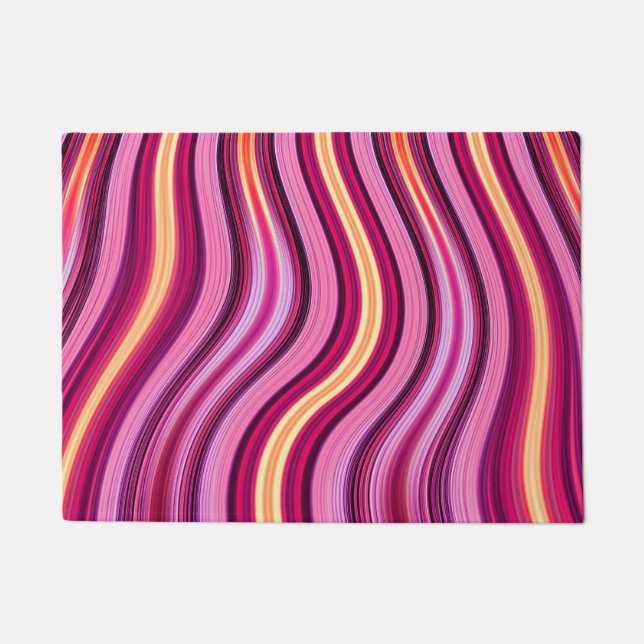 Pink wavy stripes pattern doormat (Front)