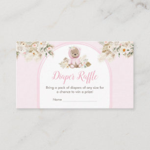 Pink We Can Bearly Wait Baby Shower Diaper Raffle Enclosure Card