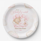 Pink We Can Bearly Wait Baby Shower Paper Plates