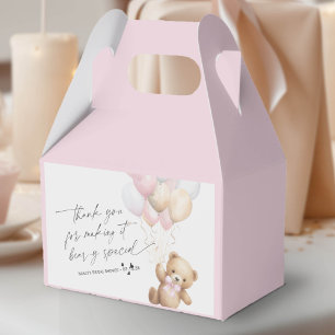Pink We Can Bearly wait, Cute Baby Girl Shower Favour Box