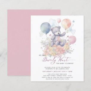 Pink We Can Bearly Wait Cute Girl Baby Shower