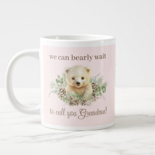 Pink We Can Bearly Wait Pregnancy Announcement Large Coffee Mug