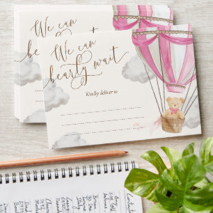 Pink We Can Bearly Wait Teddy Bear Baby Shower Envelope