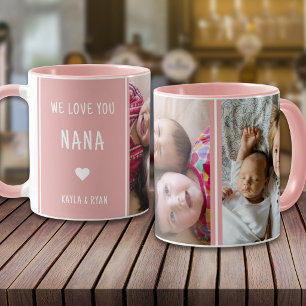 Pink We Love You Nana 2 Photo Collage Grandma Mug