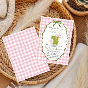 Pink We Love You So Matcha Baby Shower Invitation