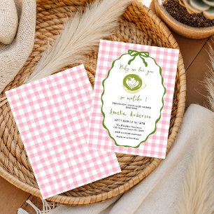 Pink We Love You So Matcha Baby Shower Invitation