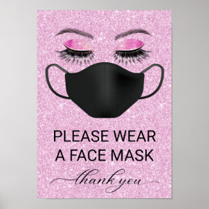 Pink Wear Face Mask Beauty Salon Covid-19 Poster