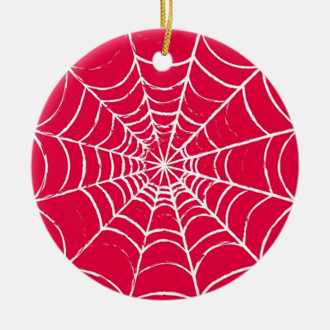 Pink Web Ceramic Ornament (Front)