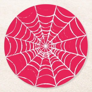 Pink Web Round Paper Coaster