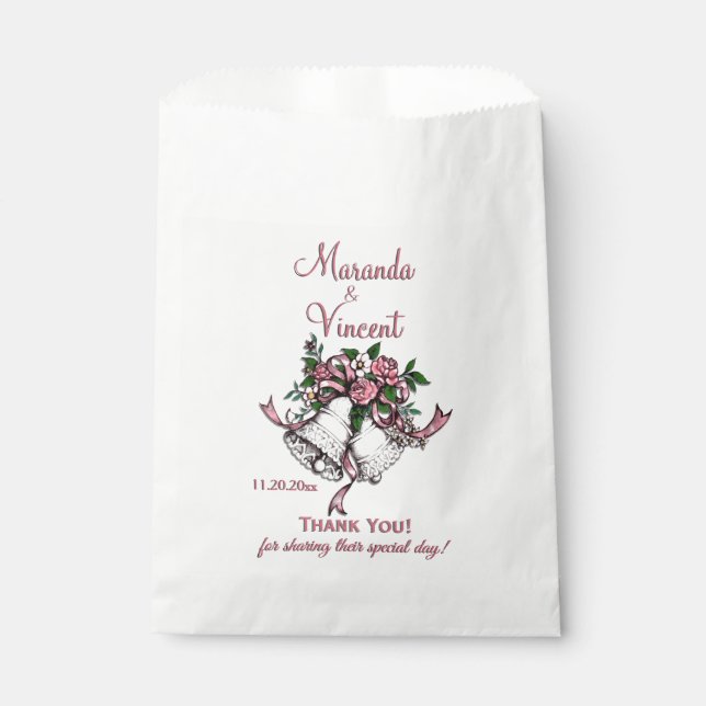 Pink Wedding Bells Favour Bag (Front)