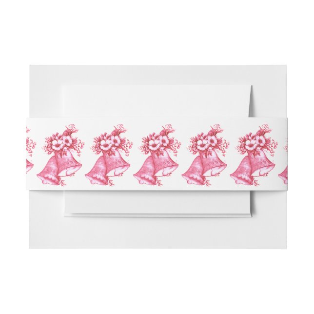 Pink Wedding Bells Invitation Belly Band (Front Example)