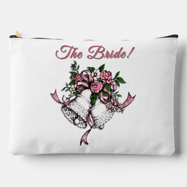 Pink Wedding Bells The Bride Accessory Pouch (Front)