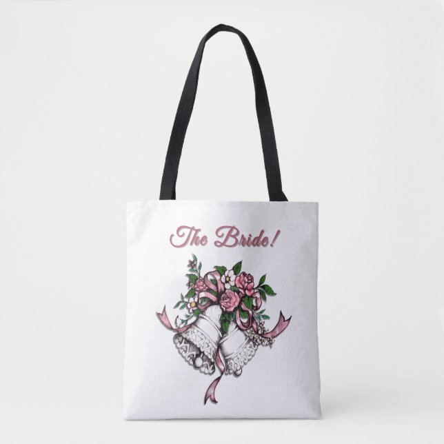 Pink Wedding Bells The Bride Tote Bag (Front)