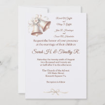 Pink Wedding Bells Traditional Wedding Invitation