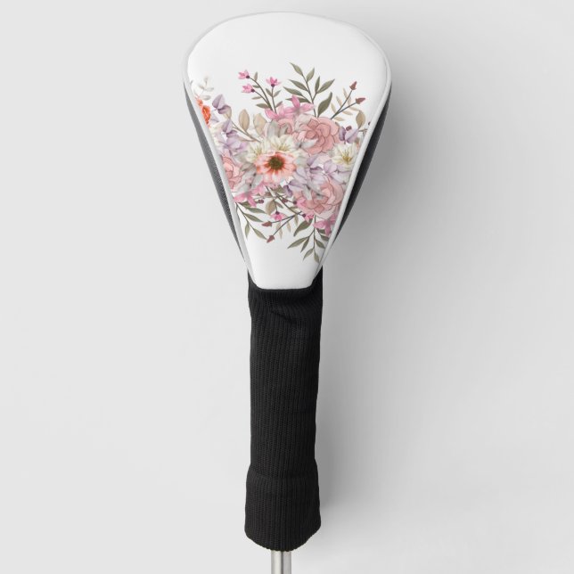 Pink Wedding Bouquet Golf Head Cover (Front)