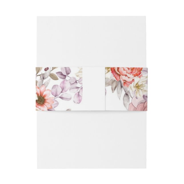 Pink Wedding Bouquet Invitation Belly Band (Back Example)