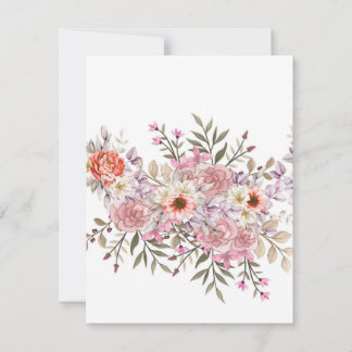 Pink Wedding Bouquet RSVP Card