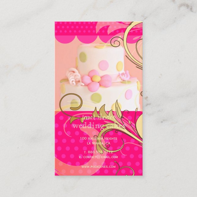 Pink Wedding Cake/Bakery/pâtisserie Business Card (Front)