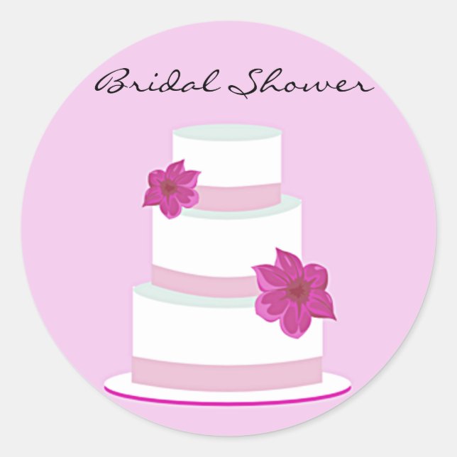 Pink Wedding Cake Bridal Shower Sticker (Front)