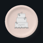 Pink Wedding Cake Dessert Reception Plate<br><div class="desc">Add your wedding date for an elegant dessert plate! Coordinates with the Blush Blooms Wedding collection.</div>