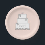 Pink Wedding Cake Dessert Reception Plate<br><div class="desc">Add your wedding date for an elegant dessert plate! Coordinates with the Blush Blooms Wedding collection.</div>